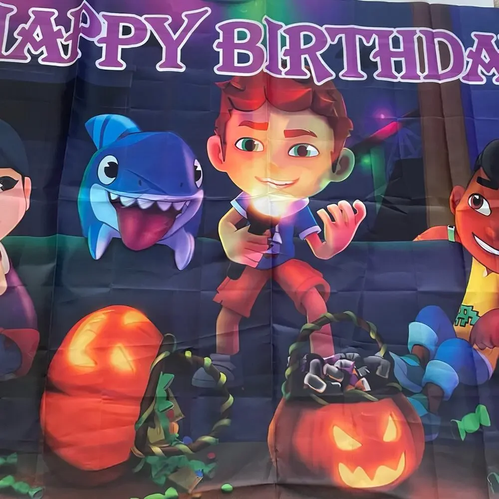 Sharkdog Happy Birthday Sign 5 x 3 Banner Party Supplies Halloween Backdrop